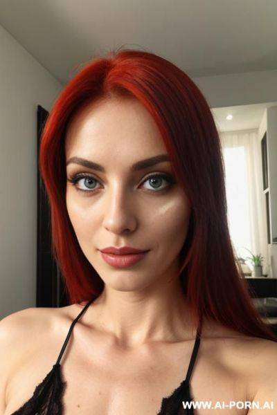 Italian woman, , green eyes, red hair, cum on face - ai-porn.ai - Italy on pornintellect.com