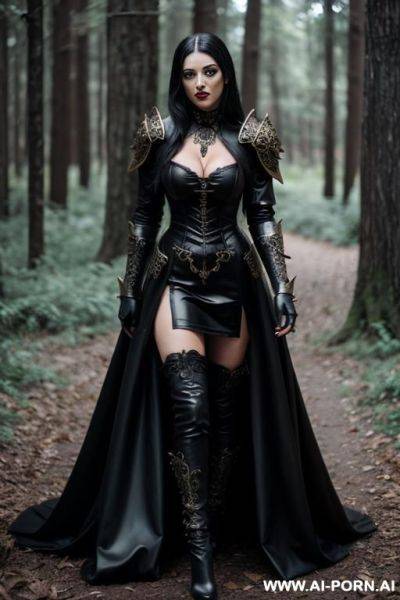 Vampire, forest, leather ornate armor, dress - ai-porn.ai on pornintellect.com