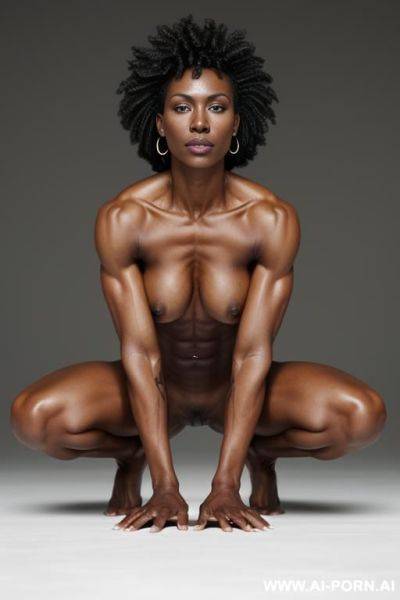 Black tribal woman. plains. toned body. abs. perky nipples. nipple ring. - ai-porn.ai on pornintellect.com