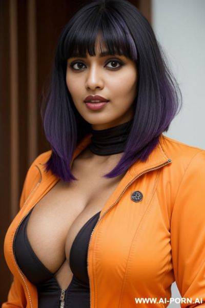 Orange jacket, black bodysuit - ai-porn.ai on pornintellect.com