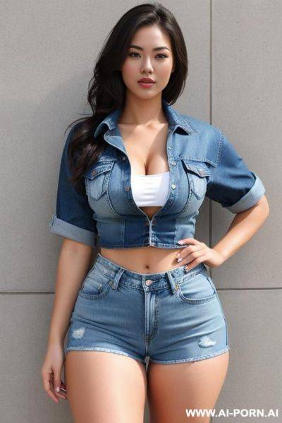 Wide hips, sportswear, denim short - ai-porn.ai on pornintellect.com