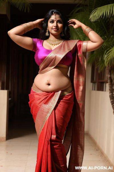 Indian woman in saree, married, 3 age, curvy, thick, , armpits, plus size body, body, full body view, deep navel - ai-porn.ai - India on pornintellect.com