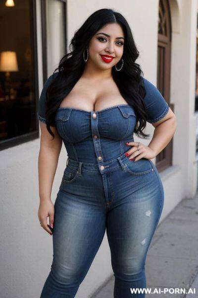 Extra thicc, hourglass shaped latina, mexican, , rocker woman, wide hips, eating ice cream - ai-porn.ai - Mexico on pornintellect.com
