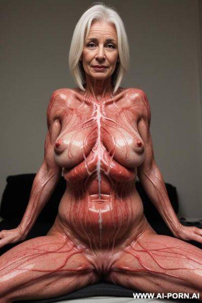 Lots of seperated streaky lumpy raised micro arteries and veins under the skin all over the body - ai-porn.ai on pornintellect.com