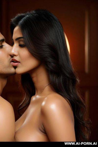 Sexy naked indian women kissed by man, full view - ai-porn.ai - India on pornintellect.com