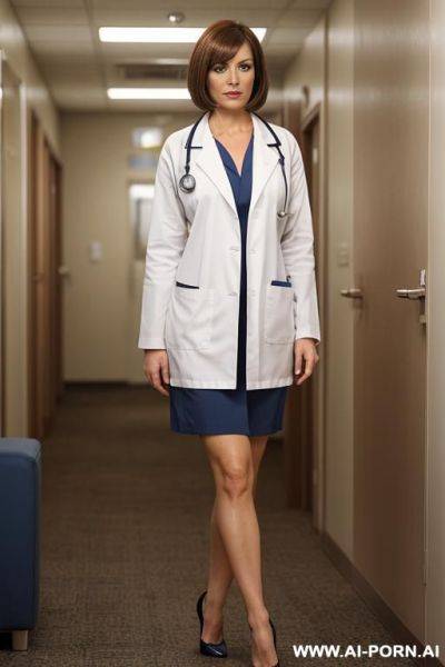 A doctor, beautiful face, standing, massive body - ai-porn.ai on pornintellect.com