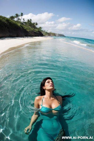 Woman deep into the water on the beach - ai-porn.ai on pornintellect.com
