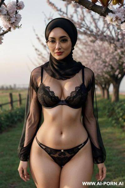 (((wide thighs))), (((thick thighs))), high-cut leotard, (((high cut to the limit))), (((high-cut))), (((very-high-cut))), (((ultra-high-cut))), shoes, full shot view, (((hijab))) - ai-porn.ai on pornintellect.com