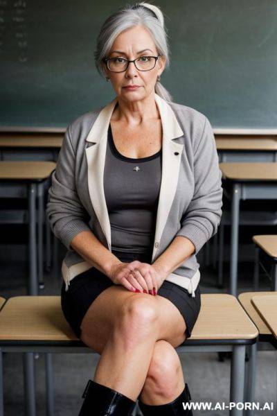 Mature over 0, over makeup with slutty serious face wearing boots heels - ai-porn.ai on pornintellect.com