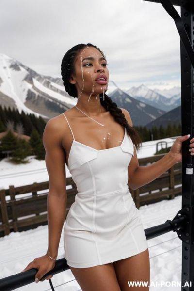 Black latin woman with boobs. she has black long messy hair. she is masturbating in the bed - ai-porn.ai on pornintellect.com