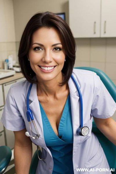 (close up) (bending down) (smiling) (scrubs) (dentist) - ai-porn.ai on pornintellect.com