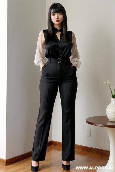 Wide hips, blouse, trousers - ai-porn.ai on pornintellect.com