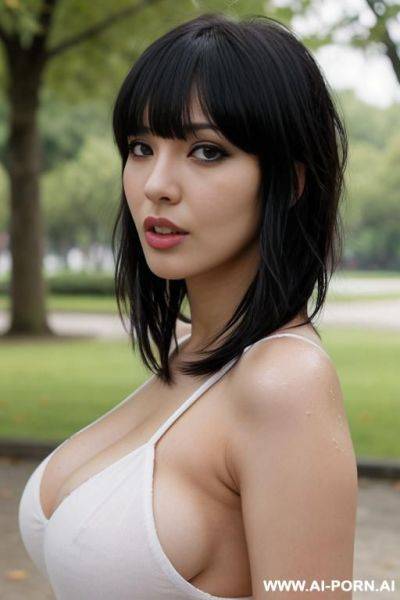 In park, medium boobs, wet pussy, gy style, 20-30 years old, american, astounded face, bangs hair - ai-porn.ai - Usa on pornintellect.com