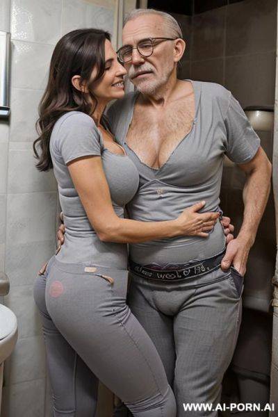 ((((medium shot)))) ((((hugging lot oldman behind )))) ((((inside an men toilet)))) ((((keep same face)))) pretty face italian wife ((((sexy tight office t-shirt half cleavage perfect huge tits)))) - ai-porn.ai - Italy on pornintellect.com