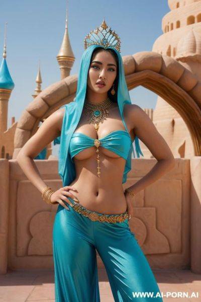 (close up) (famous theme park) (famous cartoon agrabah princess) (turquoise bedlah top and shal pants) (nip slip) - ai-porn.ai on pornintellect.com
