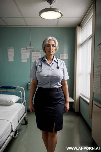Mature big breasted milf, standing in hospital room, - ai-porn.ai on pornintellect.com