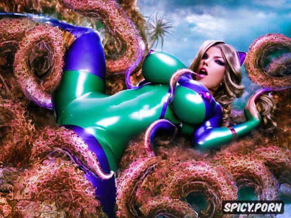 Intricately articulated anatomy, tentacles under the suit, pussy visible - spicy.porn on pornintellect.com