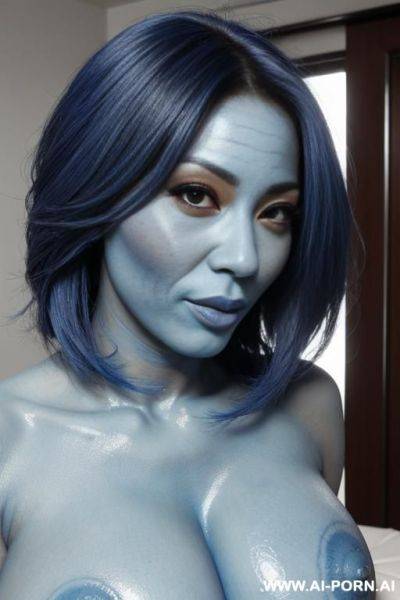 Futanari, blue skin, cock dripping - ai-porn.ai on pornintellect.com