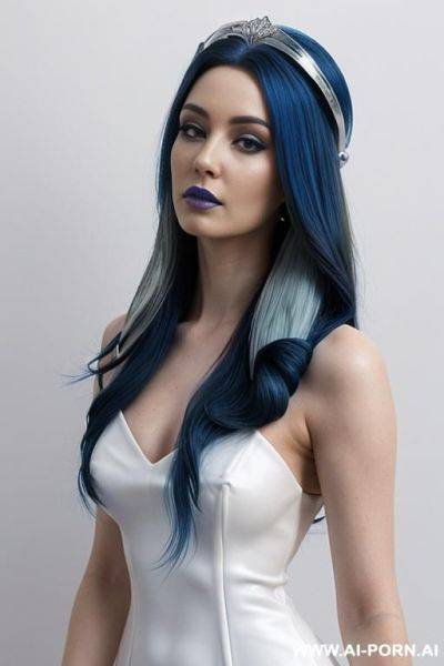 ((blue-haired elite space princess), ( skin), (sleek white dress) - ai-porn.ai on pornintellect.com
