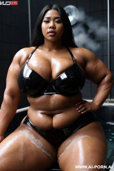 媚黑人妻, massive huge obese bulked up thighs, steam bath - ai-porn.ai on pornintellect.com