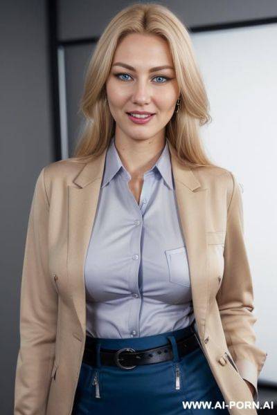 ((pencil skirt)), belt, ((shirt with pockets)), ((office shirt)), ((blazer)), ((the most perfect face)), ((detailed face)), (((perfect face))) - ai-porn.ai on pornintellect.com