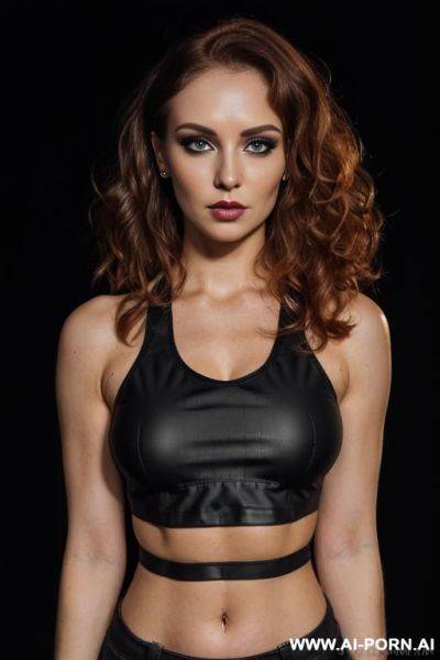 (((bdsm black crop top))) ((black dark background)) ((depth of field)) ((soft skin)) ((evening makeup)) ((look into camera)) (ideal facial ratios) (flirty and sexy energy) ((smokey eye)) (low light) - ai-porn.ai on pornintellect.com