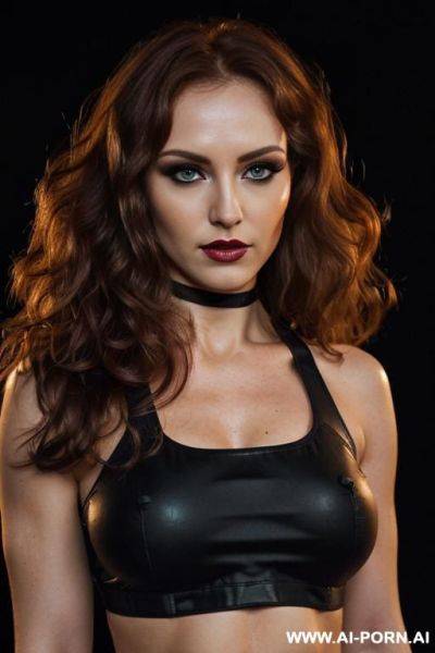 (((bdsm black crop top))) ((black dark background)) ((depth of field)) ((soft skin)) ((evening makeup)) ((look into camera)) (ideal facial ratios) (flirty and sexy energy) ((smokey eye)) (low light) ((very close view)) - ai-porn.ai on pornintellect.com