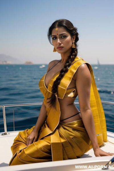 Spanish woman on a yacht, completely naked, showing pussy and breats - ai-porn.ai - Spain on pornintellect.com