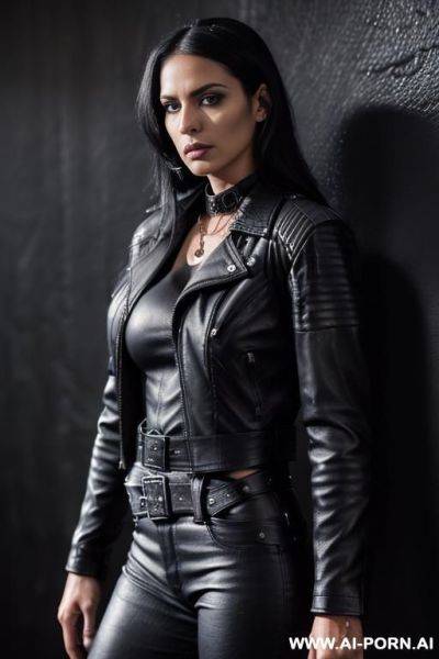 (((italian, very beautiful face, gorgeous body, athletic build, toned body, strong legs and arms, juicy thighs, curvy figure, natural big breasts))) ((black long hair, gothic woman)) ((black lipstick)) - ai-porn.ai - Italy on pornintellect.com
