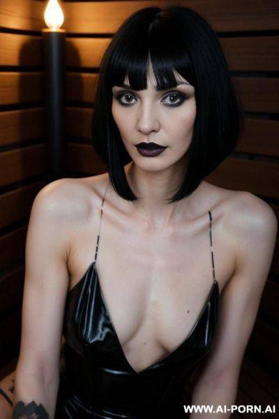 Goth with tatoos and black lipstick with no tits - ai-porn.ai on pornintellect.com