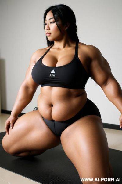 媚黑人妻, massive huge fat big obese bulked up thighs, yoga practice - ai-porn.ai on pornintellect.com