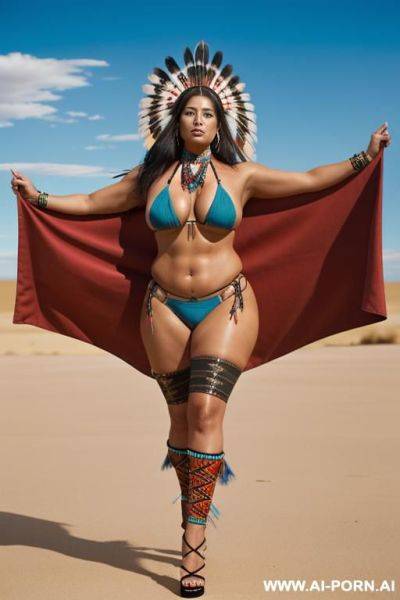 Thick and sexy native american women with repeater rifle and shaman bikini - ai-porn.ai - Usa on pornintellect.com