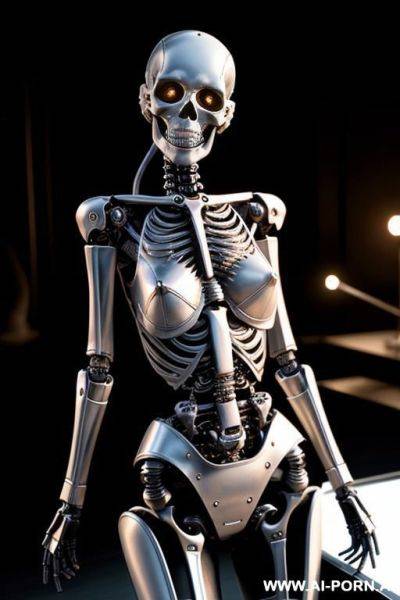 Skeleton cyborg droid removing herskin - ai-porn.ai on pornintellect.com