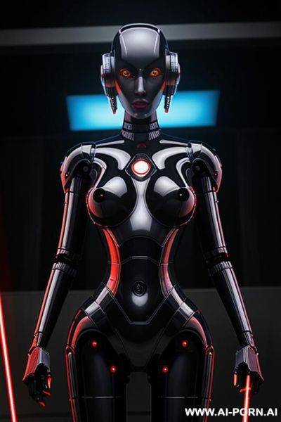 Robot droid woman with long lazers eyes and holding 2 dicks - ai-porn.ai on pornintellect.com