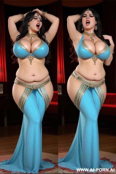 Two women, (crying and screaming loudly from super ultra severe pain), (fainting from pain), (super ultra extremely seductive sexy belly dancer clothes:), (ultra fat massive saggy breasts), (super ultra fat massive saggy ass) - ai-porn.ai on pornintellect.com
