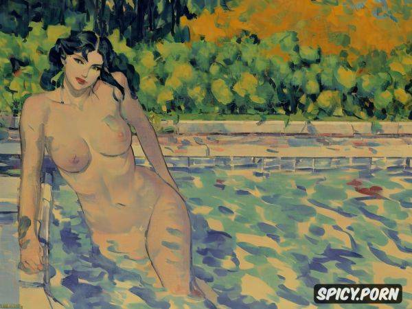 édouard vuillard, paul cézanne, blushing woman with red lips and flushed cheeks in shady bathroom bathing intimate tender modern post impressionist fauves erotic art - spicy.porn on pornintellect.com