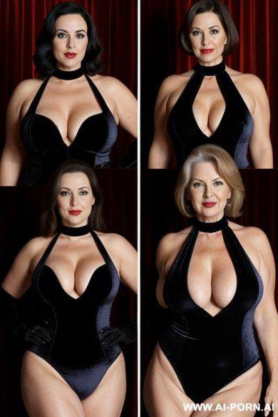 Four mature women in velvet halter catsuit - ai-porn.ai on pornintellect.com