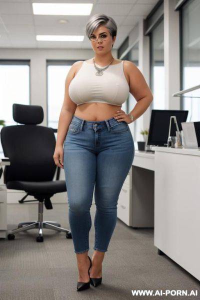 Short silver hair, - ai-porn.ai on pornintellect.com