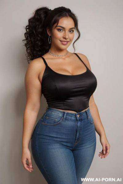 Dark skin, italian, gorgeous supermodel, tight clothes, wide hips, chubby, big thighs, extremely voluptuous - ai-porn.ai - Italy on pornintellect.com