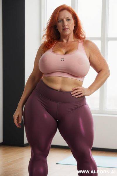 Huge massive fat obese bulked up thighs, tight sport shorts, tight pink shirt. - ai-porn.ai on pornintellect.com