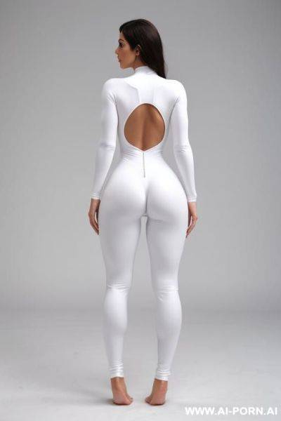 Wearing tight white catsuit, bare feet - ai-porn.ai on pornintellect.com