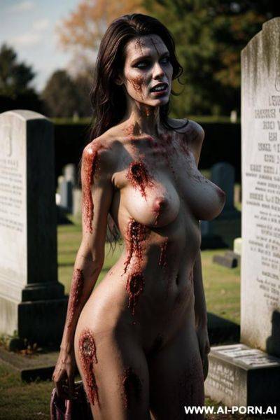 Zombie, naked, cemetery - ai-porn.ai on pornintellect.com