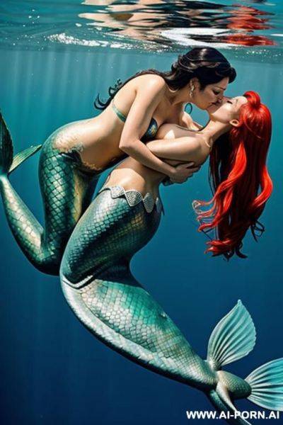 Mermaid kiss another mermaid - ai-porn.ai on pornintellect.com