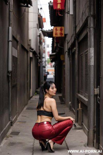 Crouching in alley, pants - ai-porn.ai on pornintellect.com