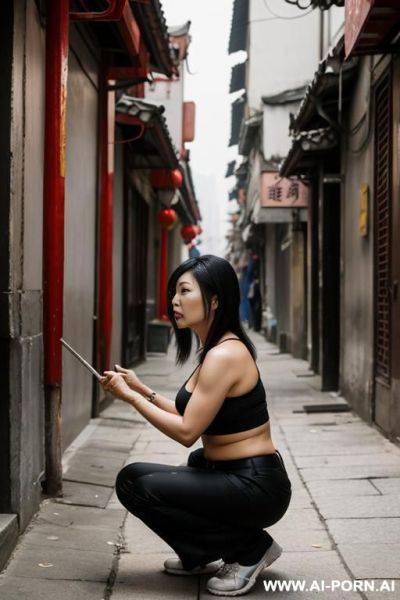 Alley, pants, bending down - ai-porn.ai on pornintellect.com