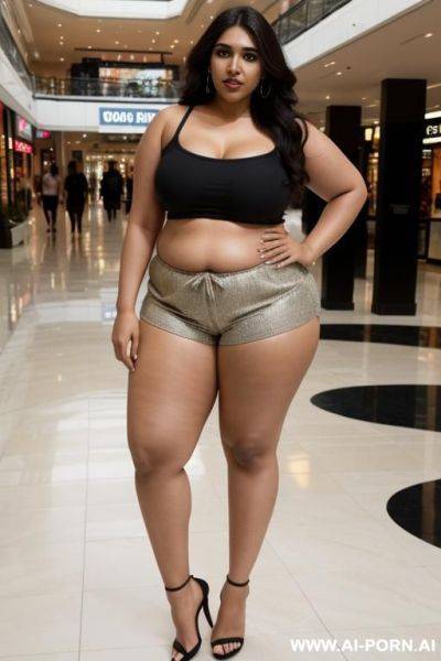 Bhumi pednekar, tight shorts, tight tube top, in a mall, full body shot - ai-porn.ai on pornintellect.com