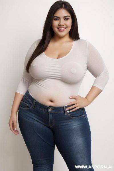 Mexican, supermodel, pear shsped, wide hips, white shirt - ai-porn.ai - Mexico on pornintellect.com