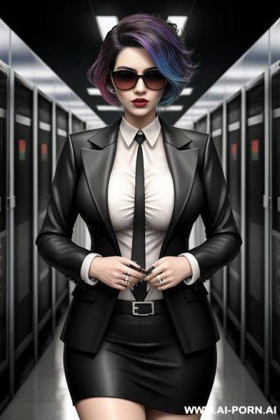 Nerdy woman in a data center - ai-porn.ai on pornintellect.com