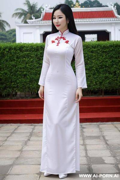 Vietnamese women, white ao dai clearly showing red underwear - ai-porn.ai - Vietnam on pornintellect.com
