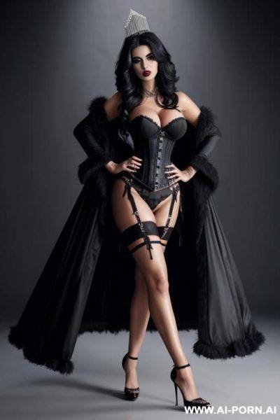Goth, huge boobs, tall, stiletto heels, corset, miss universe body, realistic - ai-porn.ai on pornintellect.com